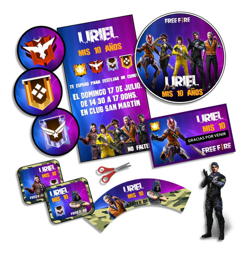 Kit Imprimible Free Fire Personalizado Cumpleaños Candybar