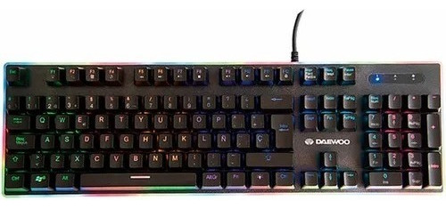 Teclado Mecanico Gamer Daewoo Luces Led Rgb Chroma Ñ Dwmk001 Color del teclado Negro