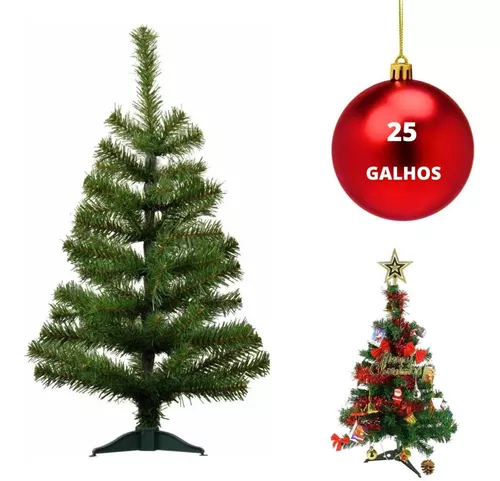 Árvore De Natal Pequena Pinheiro Verde Luxo 30cm 25 Galhos - Escorrega o  Preço