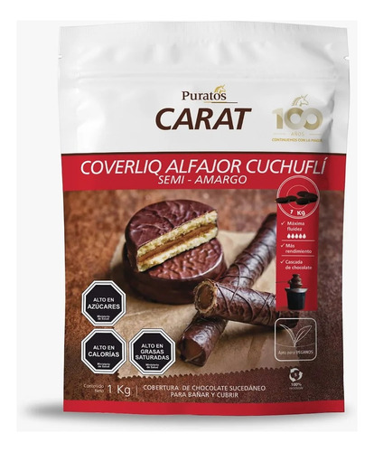 Chocolate Alfajor Cuchufli Carat Puratos Semi Amargo 1kg