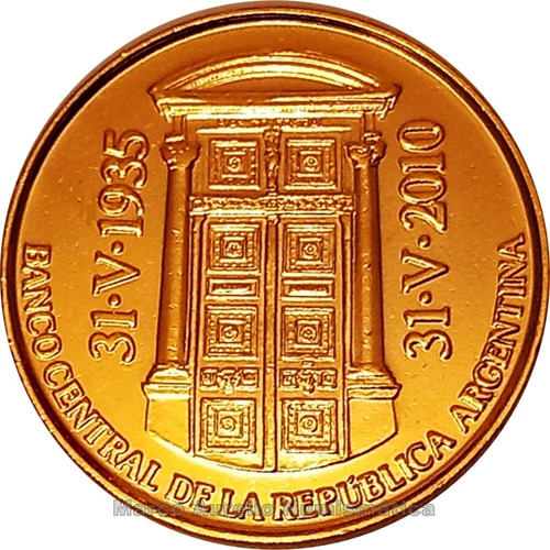 Argentina Moneda Banco Central 2010 Con Oro 24k C/cápsula