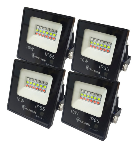 Reflector Led Rgb Multicolor 10w Exterior Con Control X 4