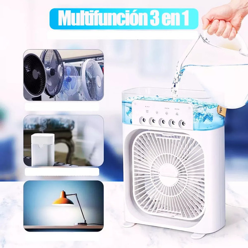 Ventilador Humidificador De Escritorio Con Luz Led - 2 En 1 Negro