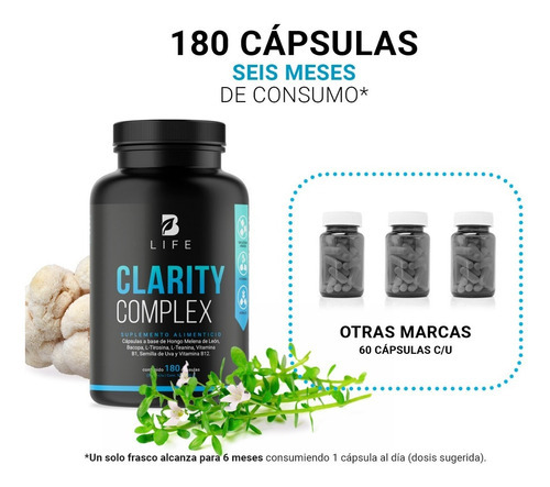 Nootropico De 180 Caps Concentración Claridad Mental B Life Sabor Sin Sabor