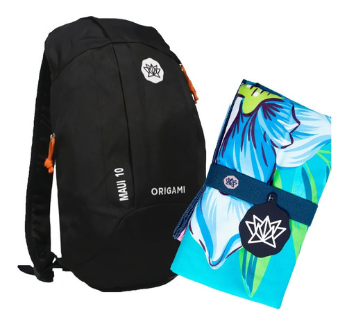 Kit Mochila 10 Lts Origami Toalla Estampada Secado Rapido P