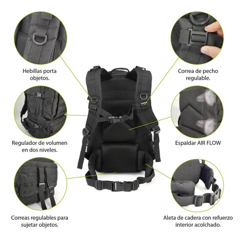 Imagen 6 de 9 de Mochila Kossok Celta Moto Táctica Gran Capacidad Reforzada