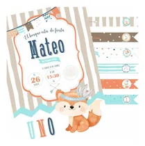 Comprar Kit Imprimible Animales Del Bosque Nordico Zorrito Cumple #3