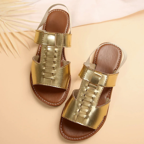Sandalias De Mujer Con Punta Abierta Y Parte Inferior Plana