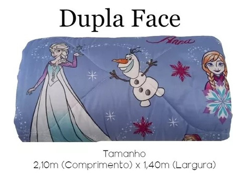 Edredom Solteiro Infantil Dupla Face 150x220cm Frozen Lepper