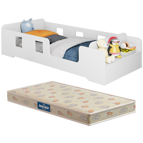 Berço Mini Cama Infantil Com Colchão Manu Cor Branco