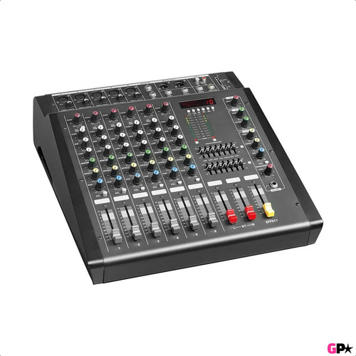Sistema De Sonido 600w Mixer 6ch Potenciada 2 Bafles Cables