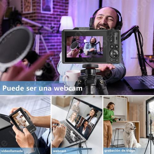 Cámara Digital Bedee 4k 64mp Cámara Vlog Con Tarjeta +32gb 2 Pilas Color Negro