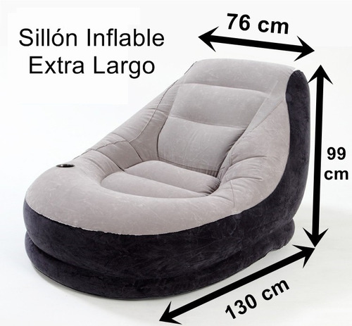 Sillón Inflable Intex, Superficie Suave Con Porta Vasos