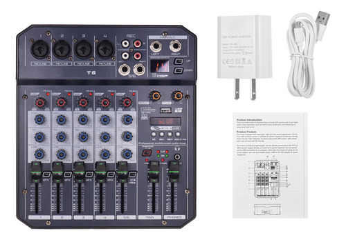 Mixing Console T6 Dsp Card Mixing Sound Mixer Built-in Audio
