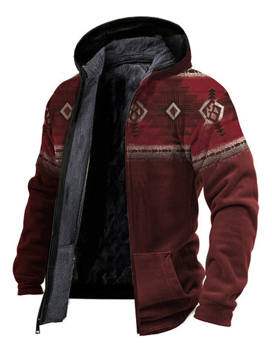 Tribal Graphic Print Hooded Jacket With