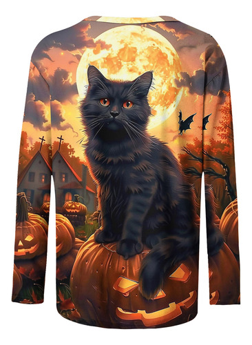 Top Holgado De Manga Larga Con Cuello Redondo Para Halloween