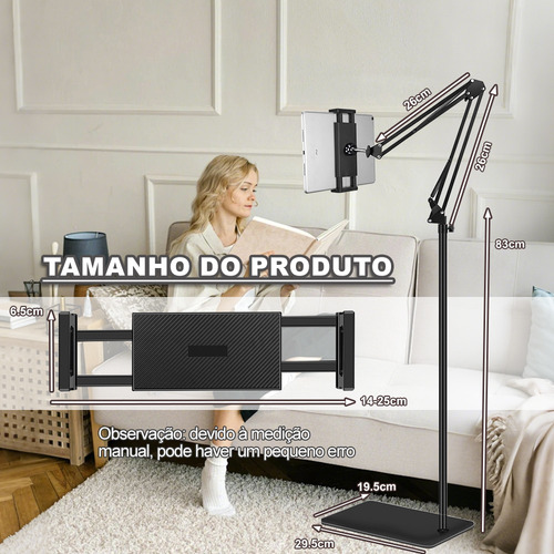Suporte Articulado Chão Para Celular 360°tablet Ajustável