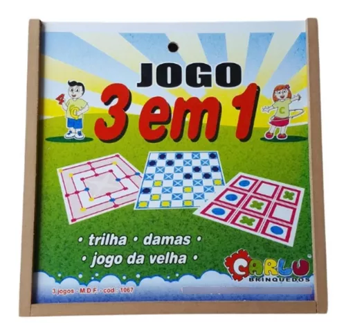 Jogo de Dama e Trilha Educativo com Tabuleiro em Madeira