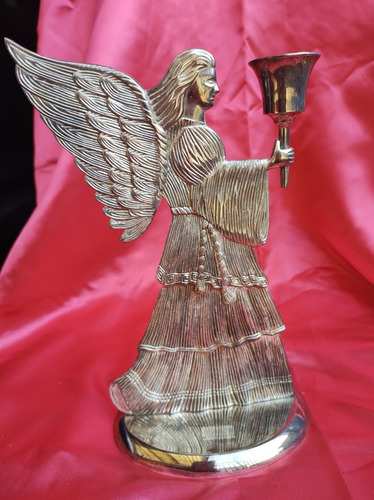 Candelabro Angel Silver Plated,23 Cms De Alto