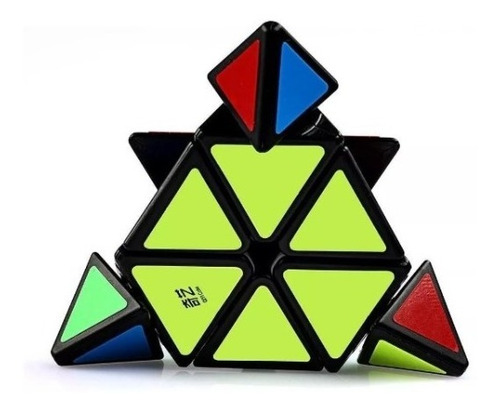 Cubo Rubik Qiyi Qiming Pyraminx 3x3 Piramide Fondo Negro