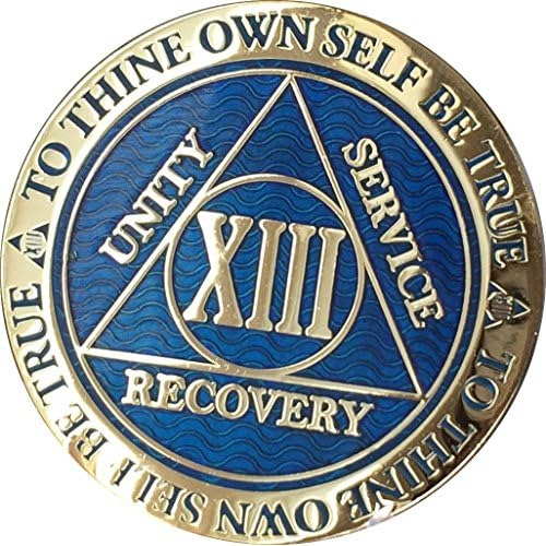 13 Year Reflex Blue Gold Plated Aa Medallion Alcoholics...