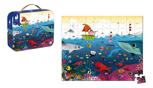 Puzzle Janod Océano 100 Piezas En Maletín