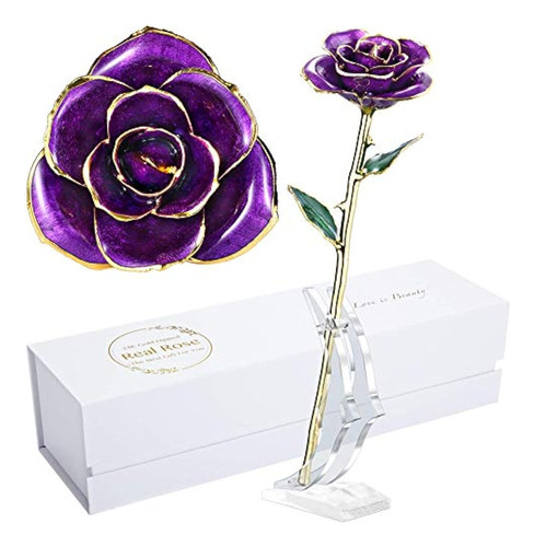 Regalo De Rosa De Aniversario Para Esposa, Forever 24k Gold 