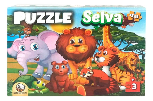 Puzzle Animales De La Selva 48 Piezas - Gato Garabato