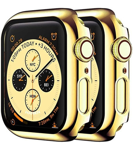 Fundas C/ Protect Pantalla Apple Watch 8 7 45mm Pack 2 Dorad