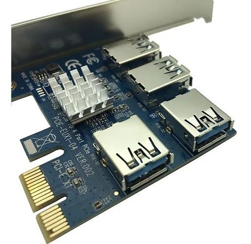 Imagen 6 de 6 de Adaptador Pcie 1x A 4 Usb Multiplicador Riser Mineria Cripto