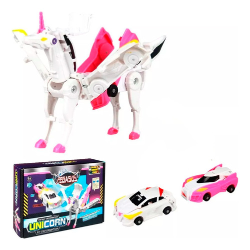 Figura Accion Transformer Automovil  Unicornio Rosa