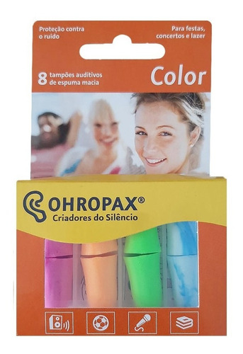 Protetor Auricular Ohropax Color 35db - 4 Pares Cor Roxo