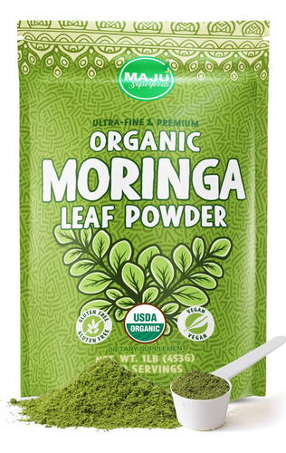 Maju - Polvo De Moringa Organico (1 Libra), Hoja De Oleifera