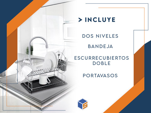 Imagen 8 de 11 de Secaplatos Escurridor Para Platos Con Cubiertero Cromado