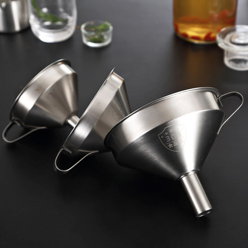 2 Embudo De Cocina De Acero Inoxidable 304 Con Colador,