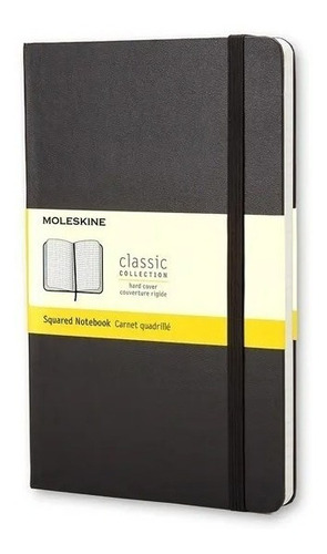 Caderno Moleskine Clássico Preto, Capa Dura, Quadriculado, G