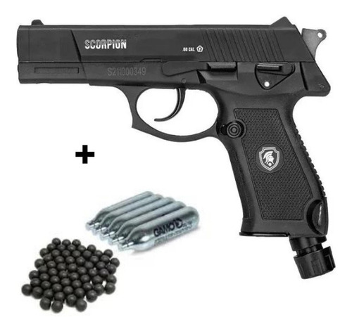 Pistola Traumática Balín Goma Scorpion Cal 50+ 10 Co2 + Mun