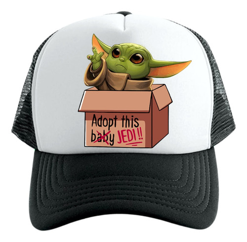 Gorra Tipo Trucker Negra Baby Yoda In Box