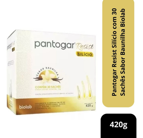 Pantogar Resist Silício Com 30 Sachês Sabor Baunilha Biolab