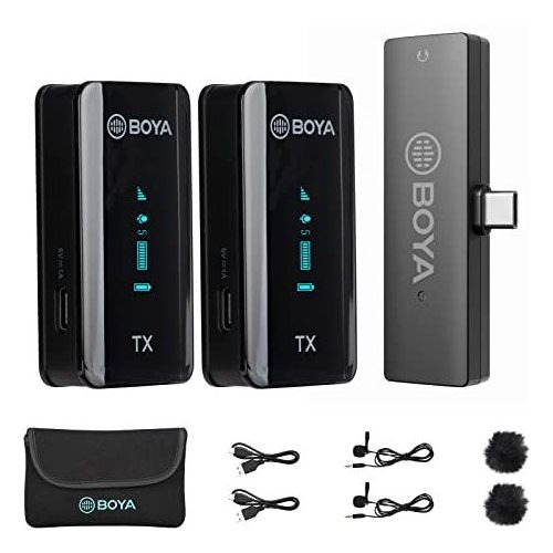 Micrófono Lavalier Inalámbrico De Doble Canal Boya Para Usb