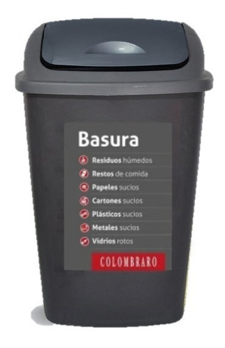 Tacho De Residuos/ Basura 12 Lts T/rebatible Colombraro 