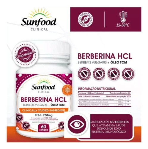 Berberina Hcl + Aceite Tcm 60 Capsulas