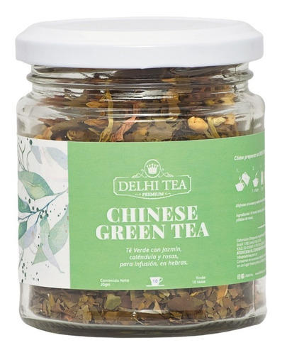 Imagen 1 de 6 de Te Hebras Delhi Tea Premium Frasco Chinese Green Tea
