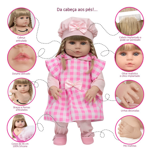 Boneca Reborn Baby Alive Fofinha 100% Vinil Siliconado