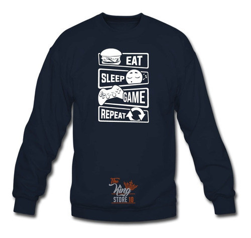 Poleron Cuello Polo, Gamer, Eat, Sleep, Game, Repeat, Ciclo, Talla Xxxl / The King Store10