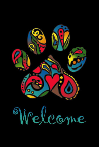 Toland Home Garden Welcome Paisley Paws Bandera Con Estampad