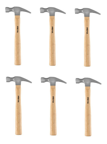 Pack 6 Martillos Para Carpinteria 16oz Con Mango De Madera