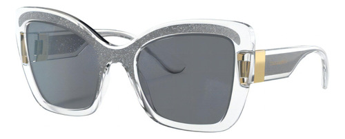 Óculos De Sol Feminino Dolce & Gabbana Dg6170 3349/4r 53 Cor Cinza Claro Armação Transparente Haste Cinza Lente Cinza Desenho Quadrado