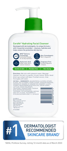 Limpiador Facial Cerave Hydrating 473 Ml Con Ácido Hialuróni