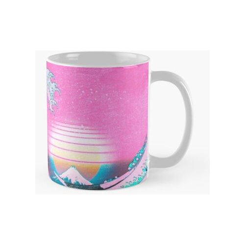 Taza Vaporwave Aesthetic Great Wave Off Kanagawa Retro Sunse